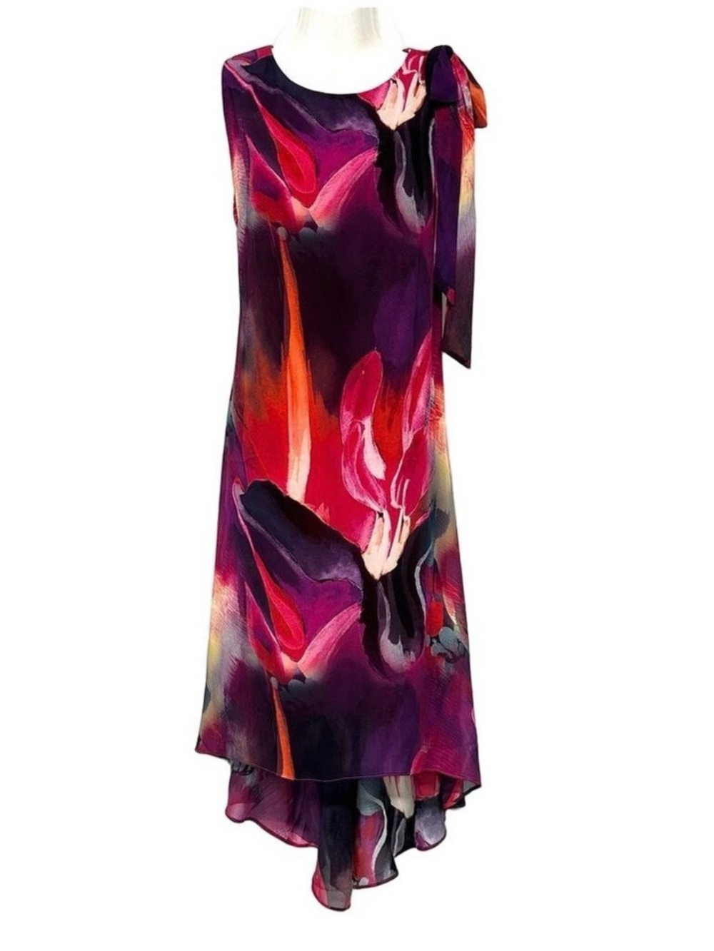 Frank Lyman floral dress Medium sleeveless midi round neck Resort wedding party